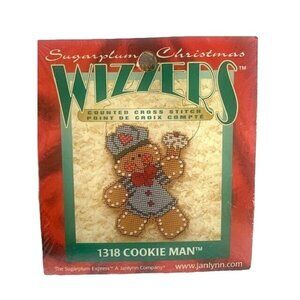 Sugarplum Christmas Wizzers 1318 Cookie Man Counted Cross Stitch Kit Complete Se